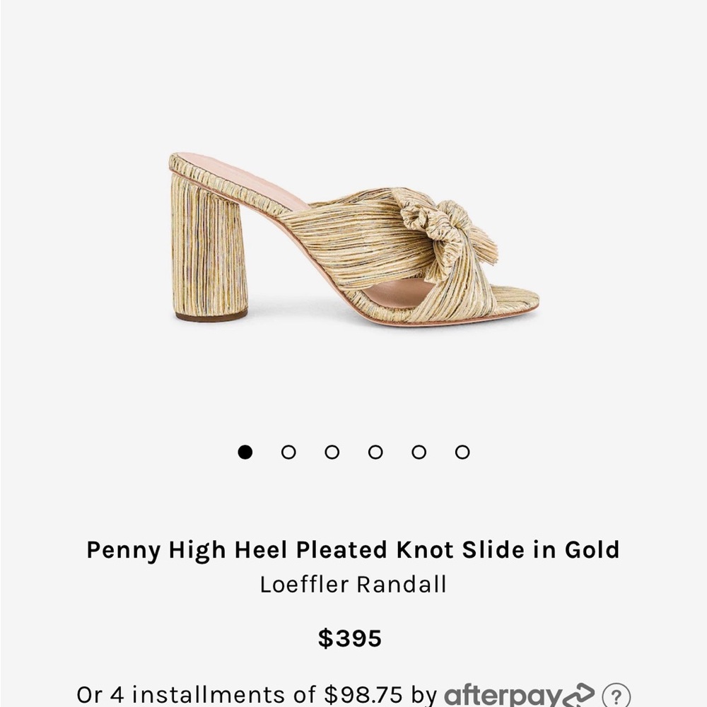 Loeffler Randall Gold Pleated Knot Slide Heels